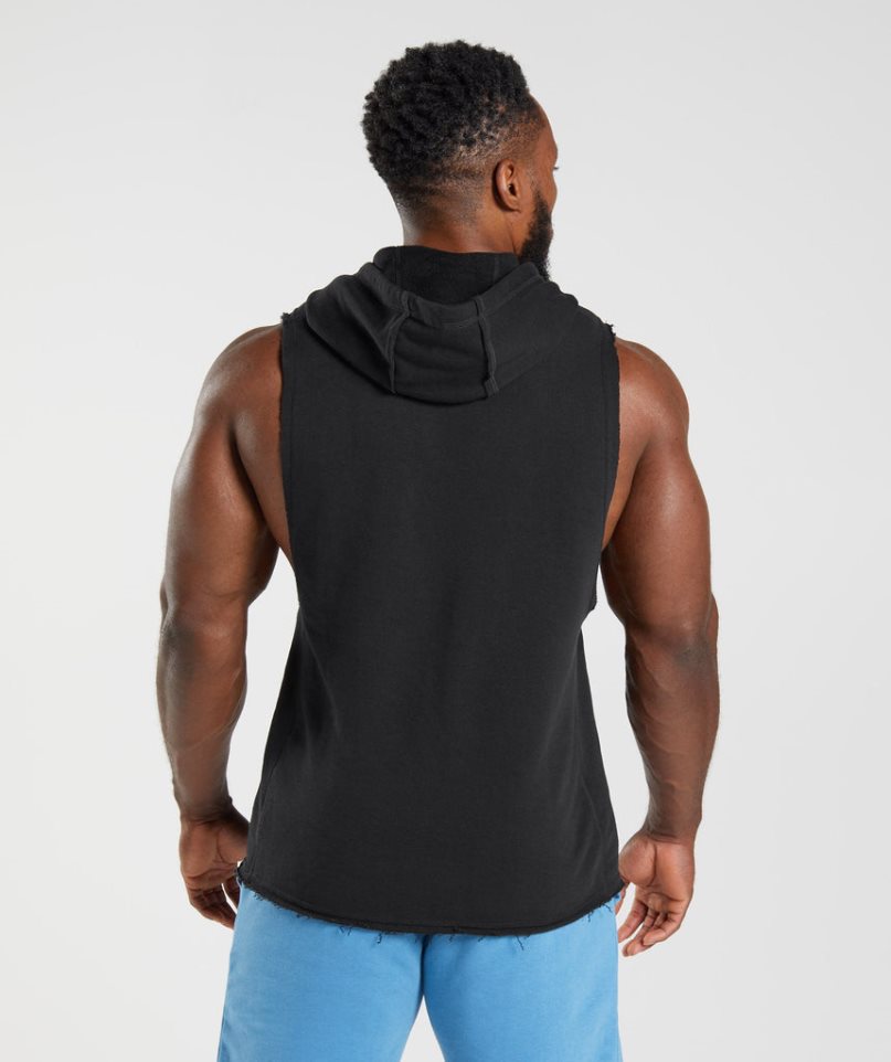 Men's Gymshark Legacy Drop Arm Hoodie Black | NZ 6CEFHA